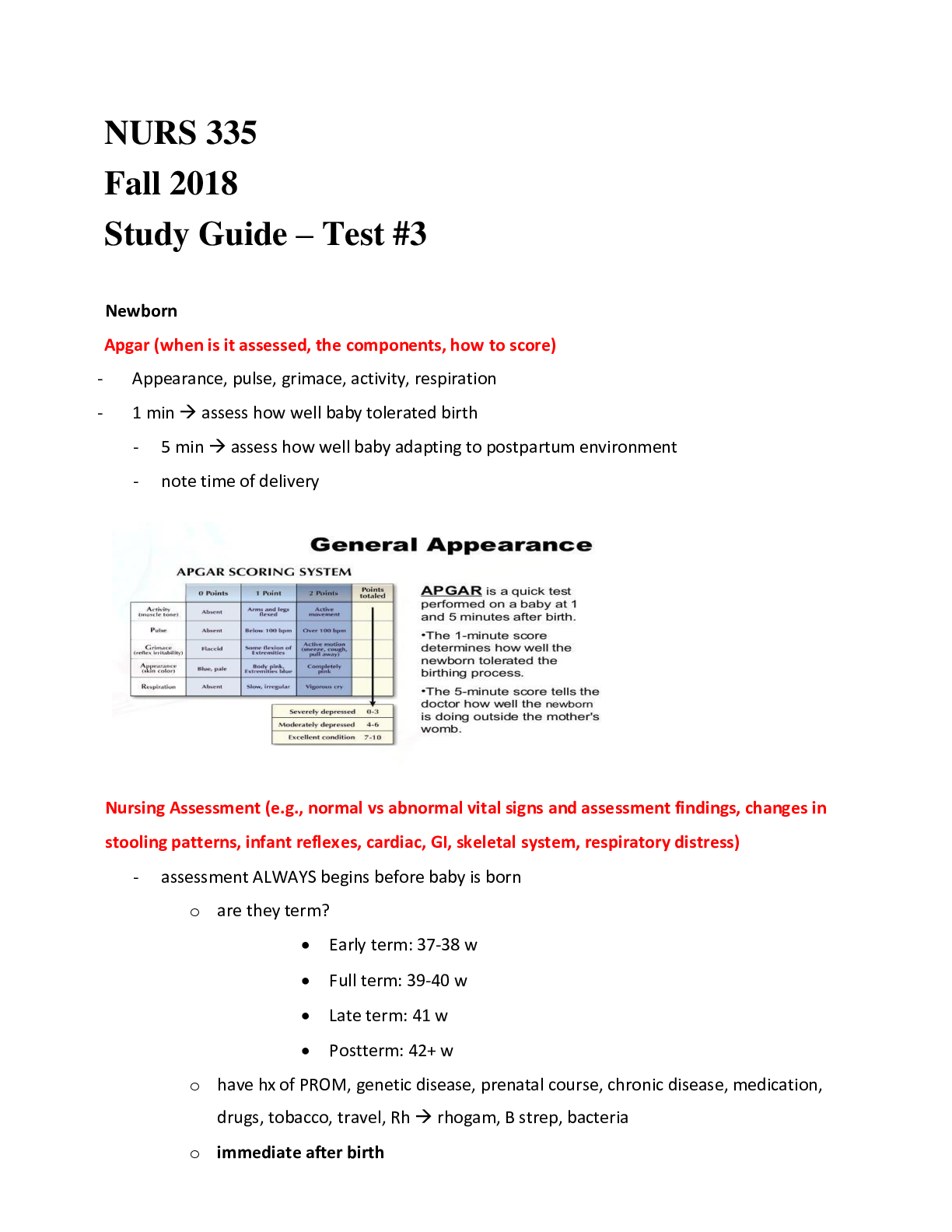 Preview image for NURS 335 Study Guide Test 3 Fall 2022